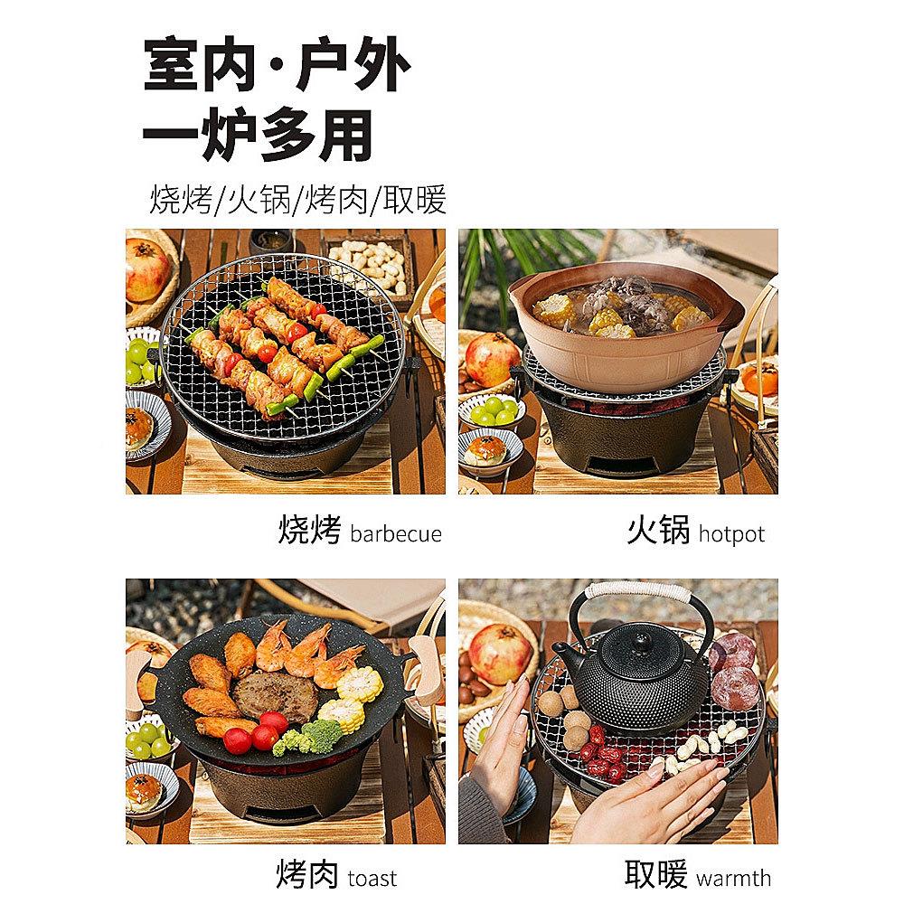 围炉煮茶家用室铸铁炉内具全装套烤茶器泥炉取套铸铁炭炉烧烤炉暖