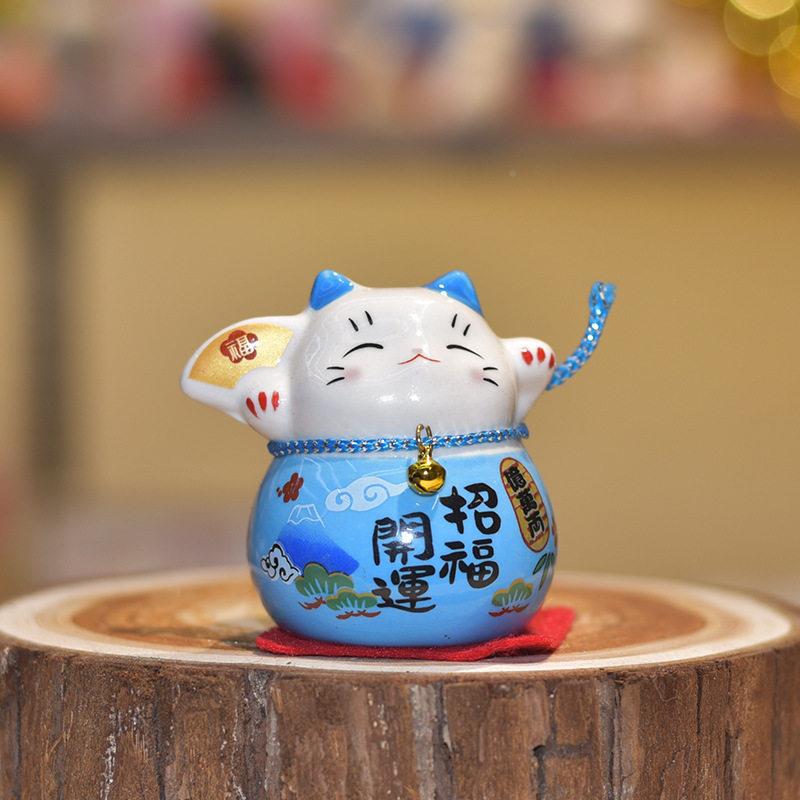 迷你财招创开 运猫招财达摩可爱意摆件 桌面摆饰 家居汽车小装饰
