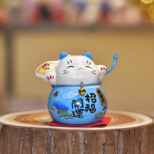 迷你财招创开 运猫招财达摩可爱意摆件 桌面摆饰 家居汽车小装饰