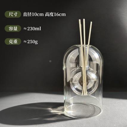 简油约个性花双层玻璃香薰插花瓶精日式客厅香氛扩香玻璃香薰干瓶