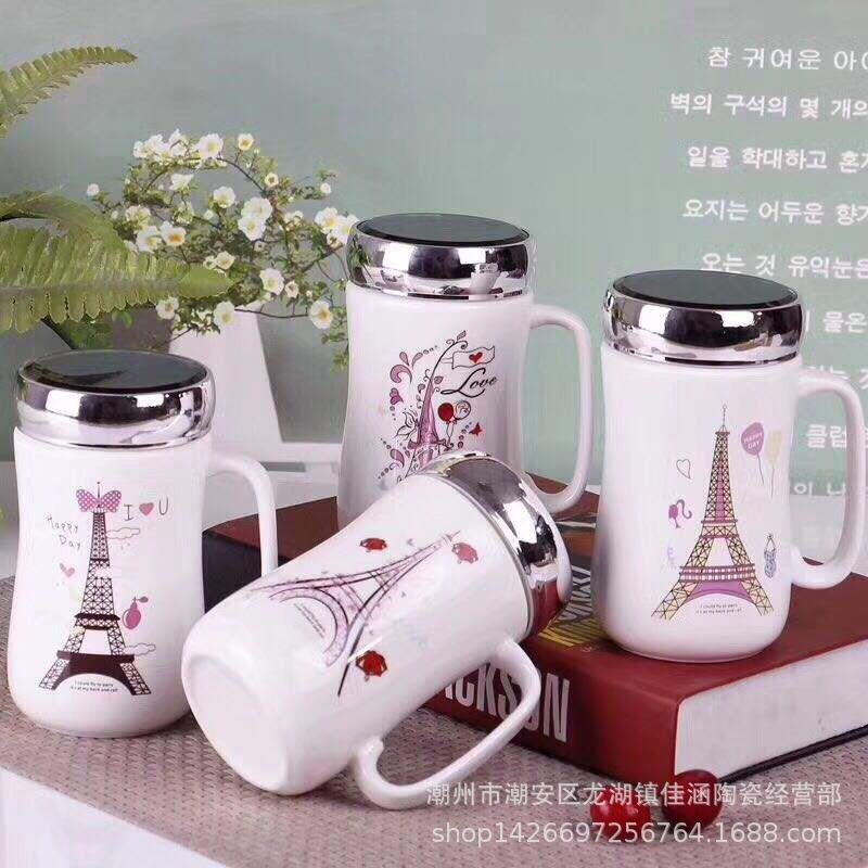 创意镜面水JH301杯盖马克杯印lgo陶瓷杯带子百十元店日用o货地推