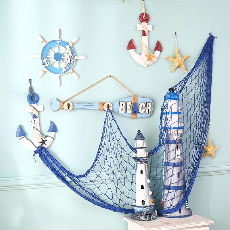 墙面园儿童创渔网船舵地中海装意饰品幼儿风格房间木墙上SF6896B-