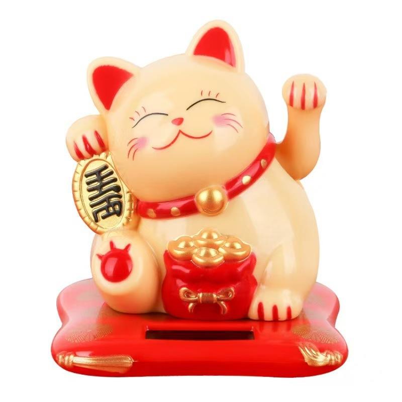 2.5寸厅家太阳能招财猫汽车摆件桌自MLY23001动招手办公面居客饰