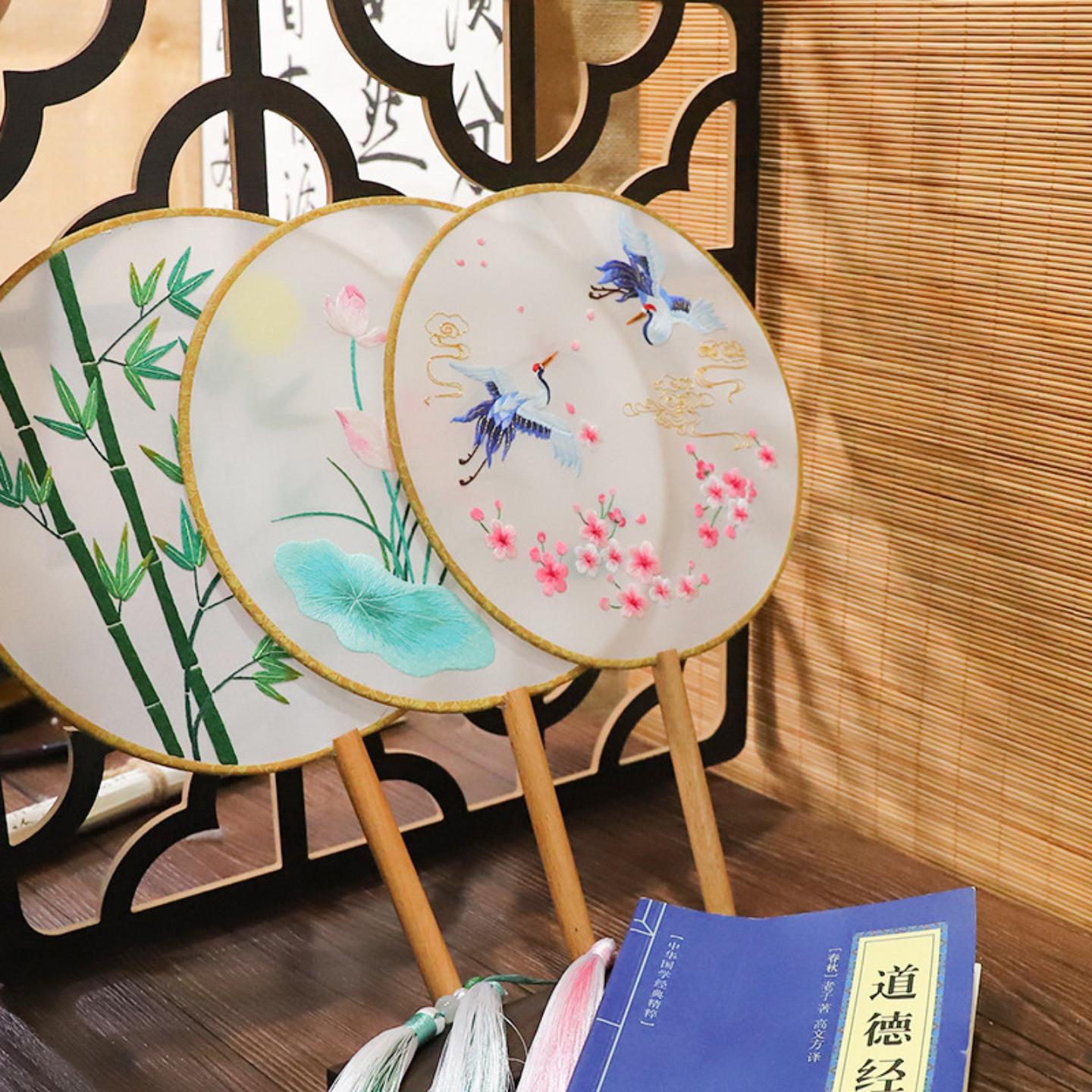 刺绣diy手工制作团扇绣品初学者