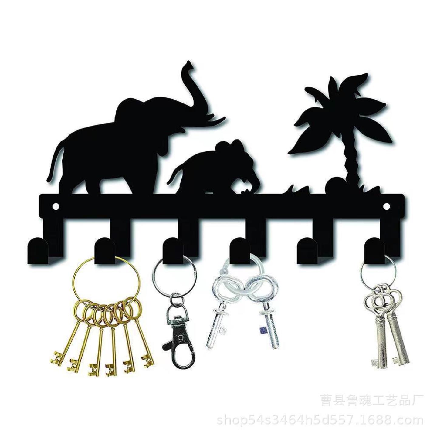 现货卡通大象钥匙挂钩金属铁艺