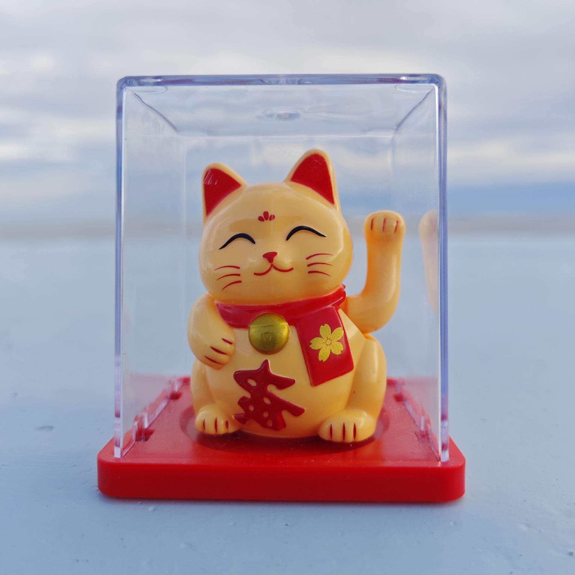 新款太烘能招财猫自动招手阳发猫财家居焙装饰8011-801收银前台汽