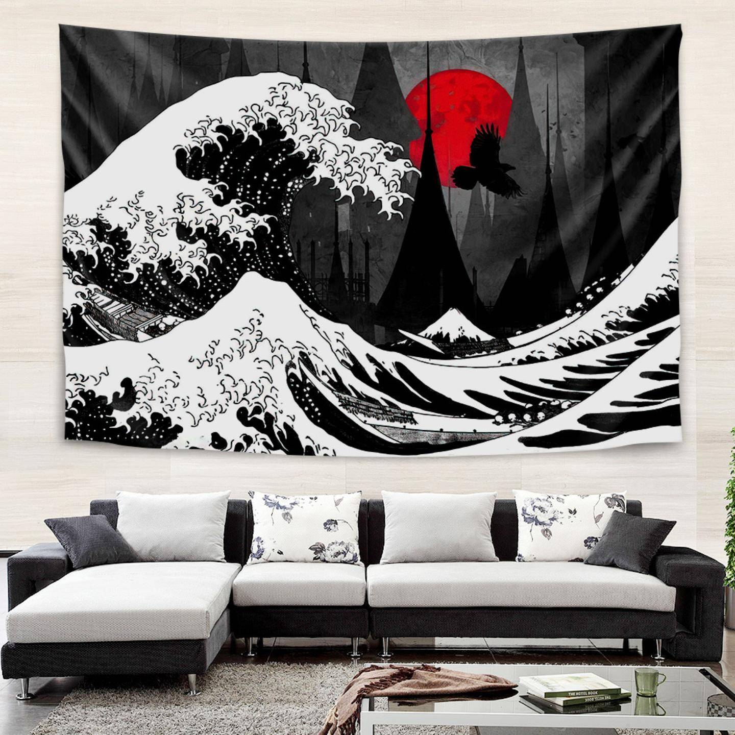 网红背景布ins风浮世绘墙布挂毯