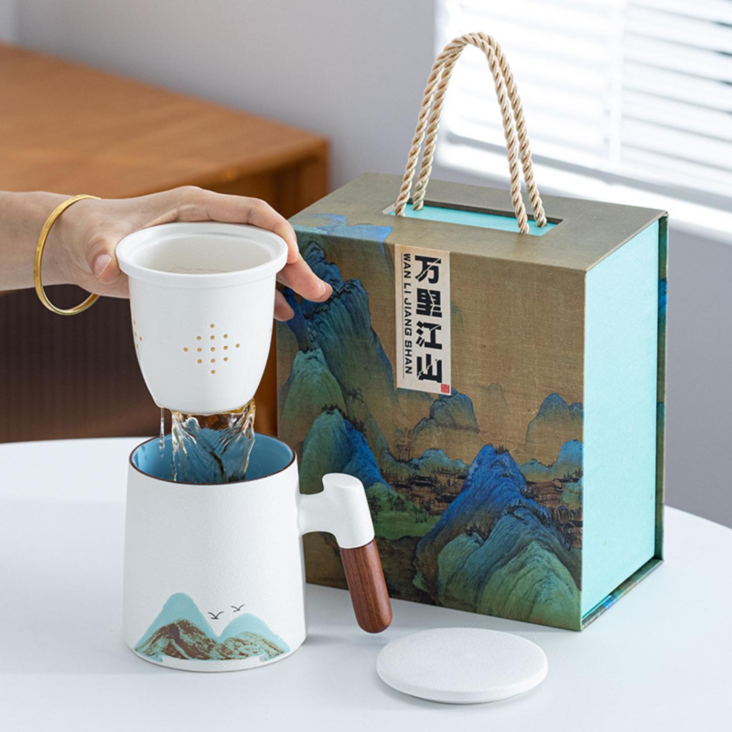 国潮陶瓷茶水分离茶杯办公杯