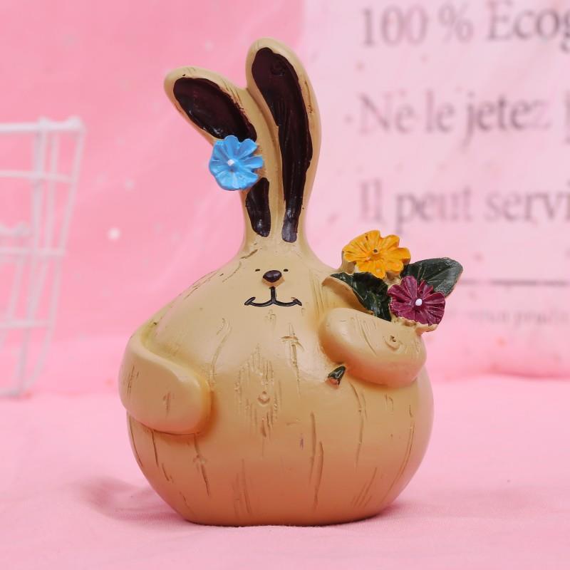 脂工9艺 树创意杂245货店摆件 大蒜兔艺品礼品 可爱胖兔Kx工Y7plo