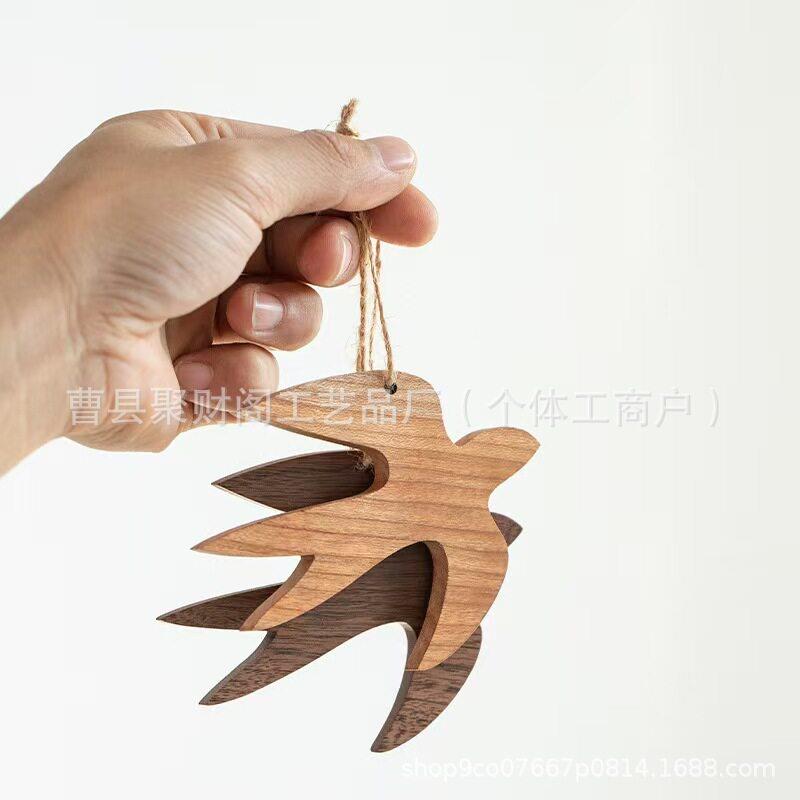 创意墙体装实木小燕子饰挂件农装舍咖啡店饰壁挂相思木小燕挂小燕