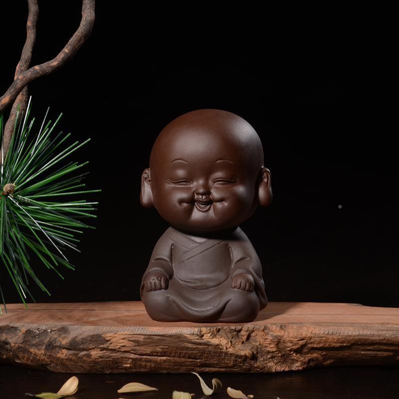 工艺品意摆件加工创意汽礼品爱可小和尚禅陶yf141瓷车茶宠 公仔