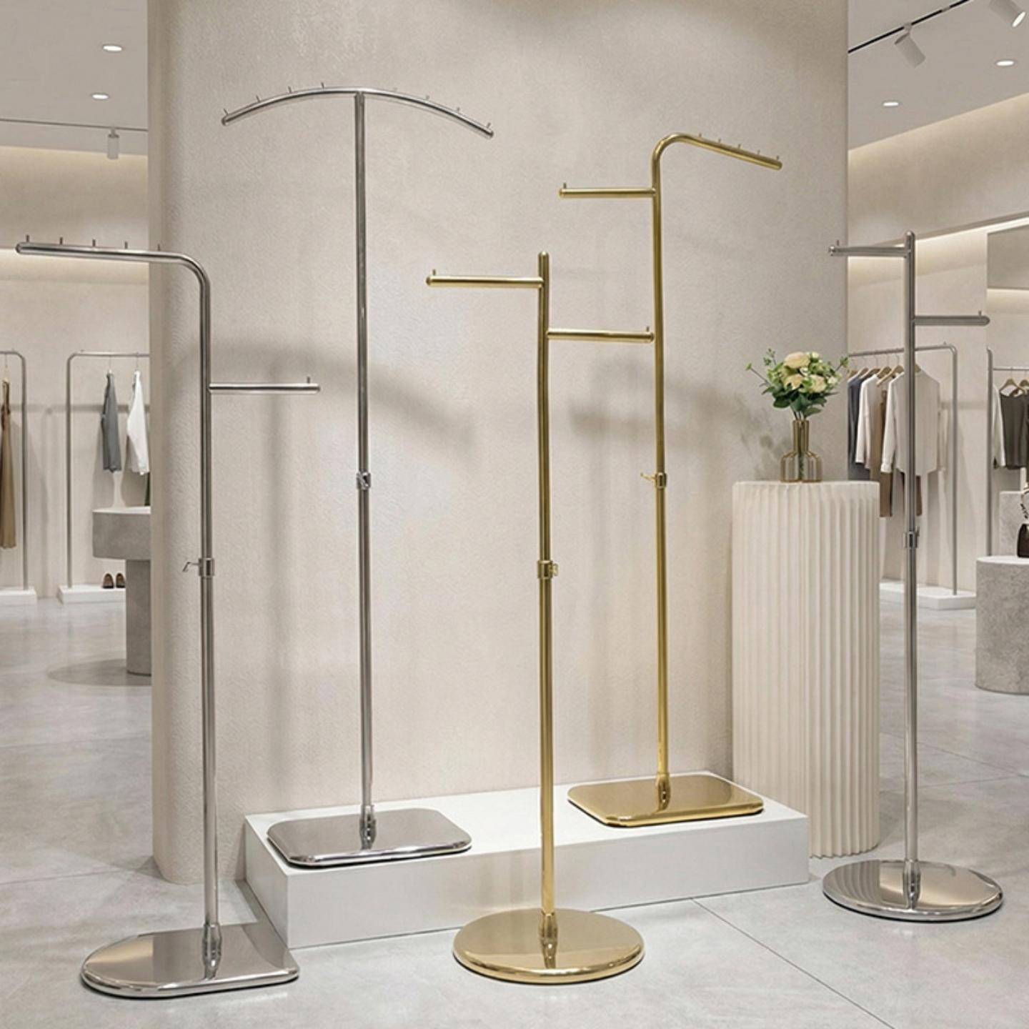 服装店展示架正挂不锈钢落地式衣架衣帽架侧挂中岛女装店陈列货架