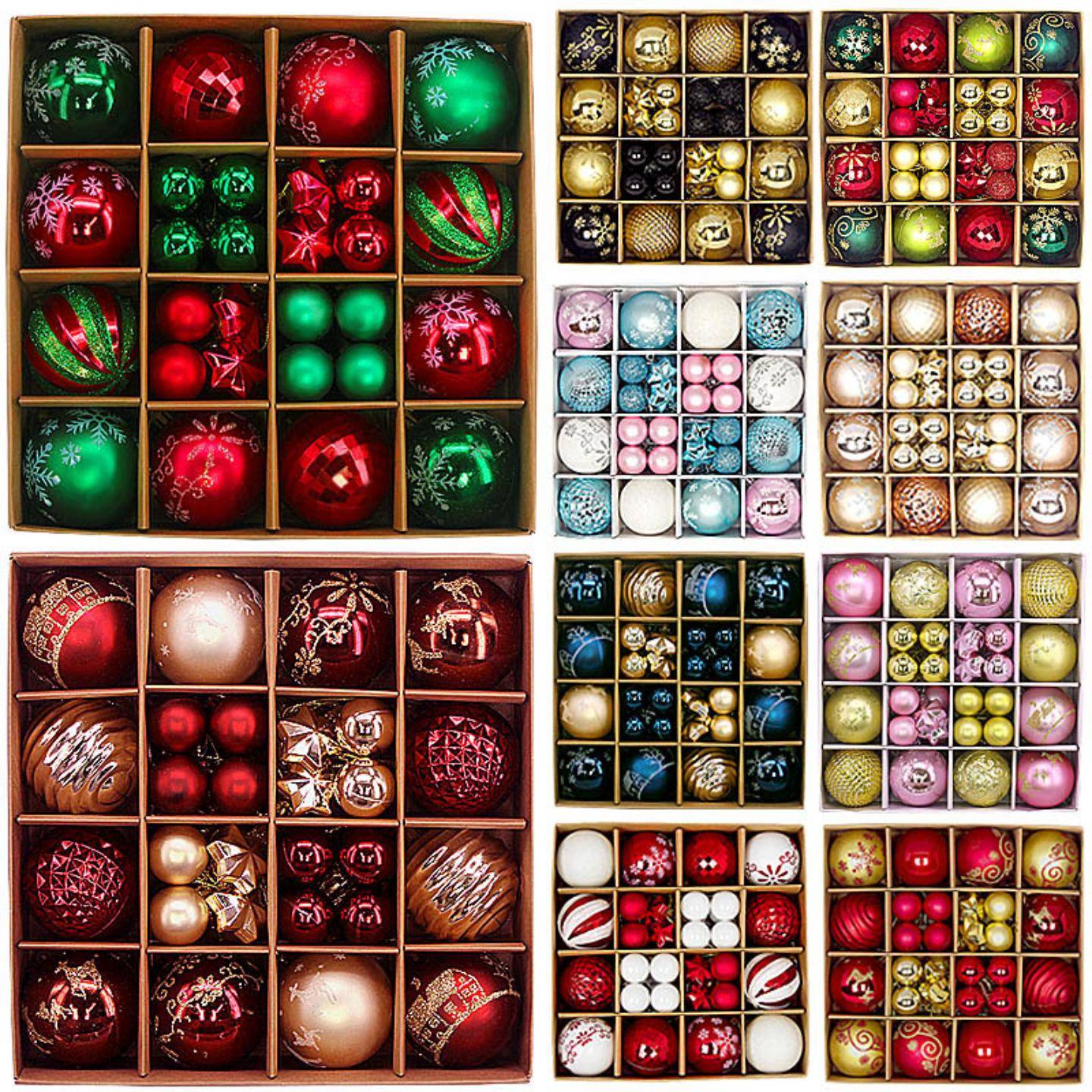 新品44pcs圣诞球彩绘异形3-6cm
