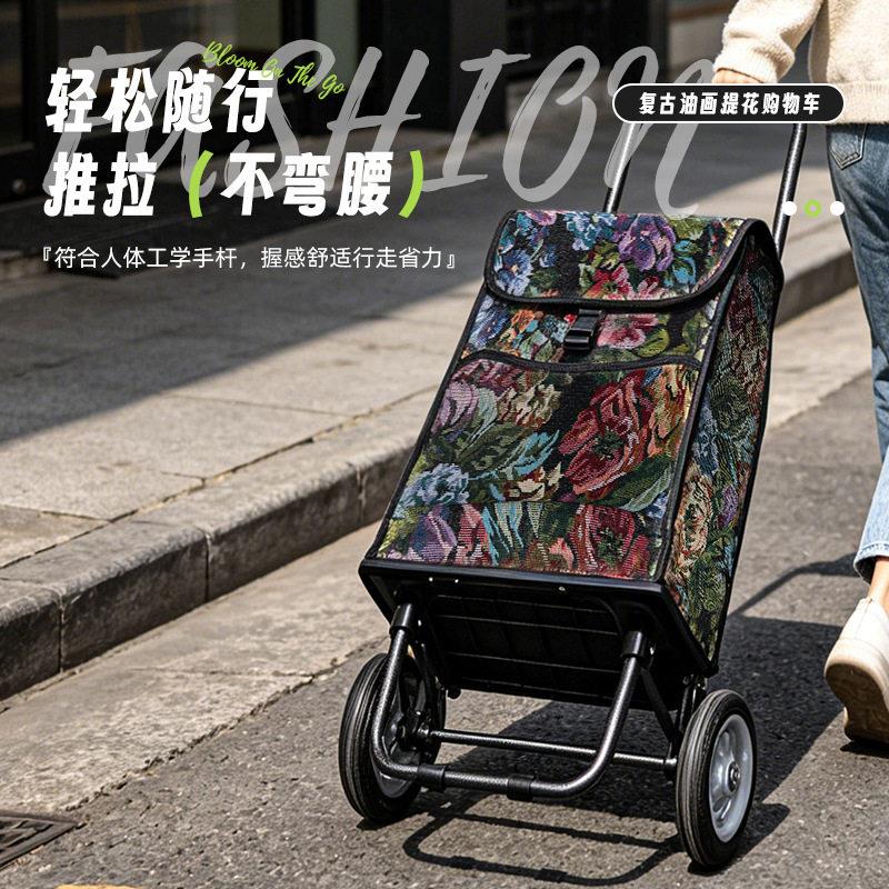 物车爬楼拉人杆车折手推车叠买菜车小购拉车家用大号老超市便手携