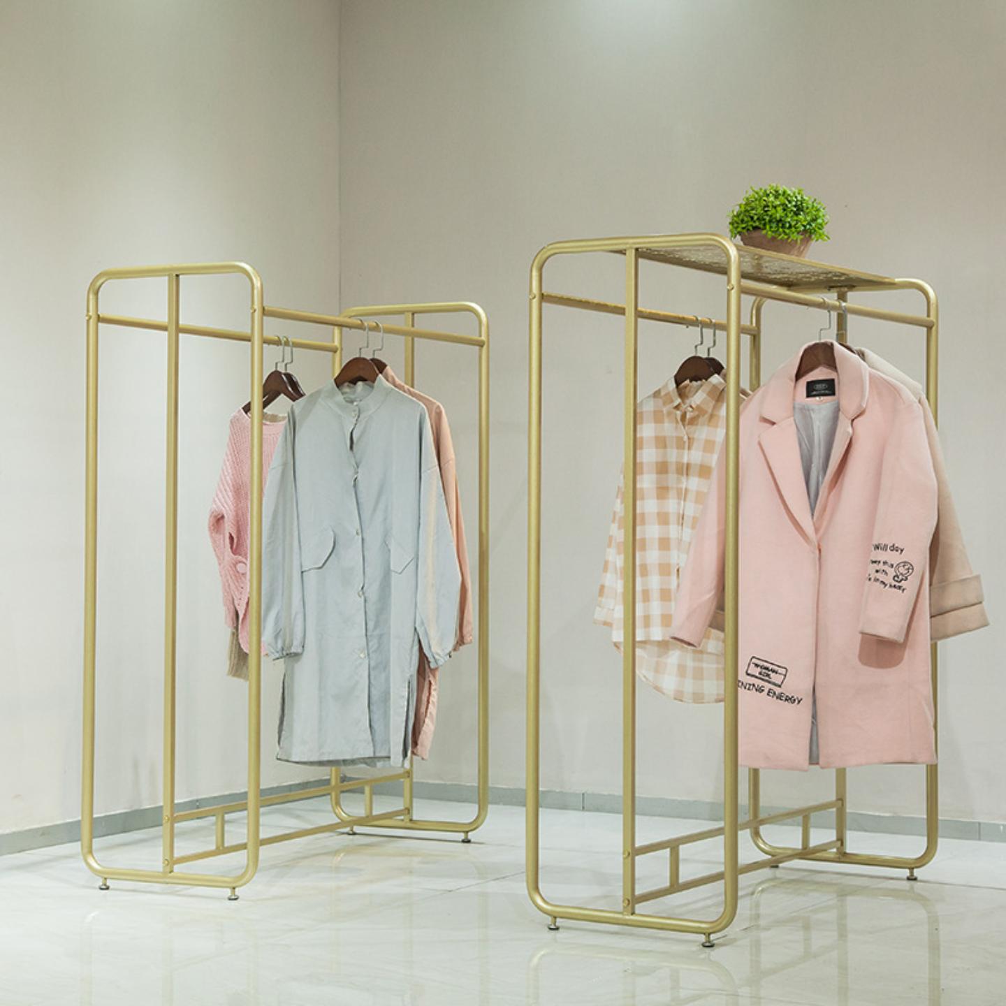 铁艺服装店展示架落地式双杆挂衣架男女童装店货架简约服装中岛架