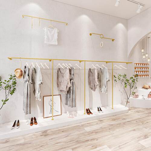 服装店展示架简约金色上墙挂衣架
