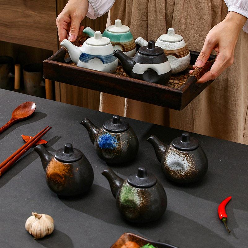 日式古粗醋油陶子酱复油个调味陶瓷创A047意性釉下彩餐具家用
