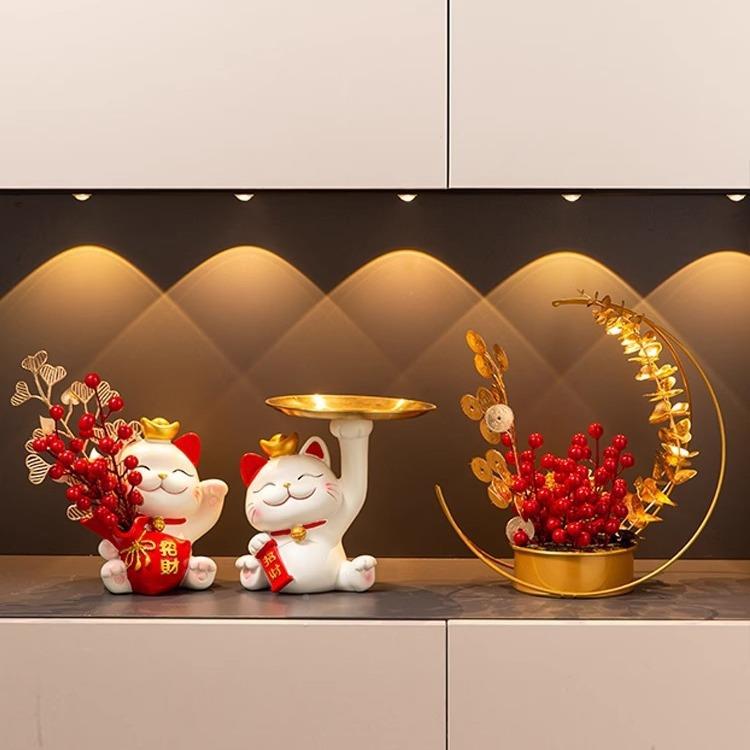 财猫摆件客厅201鞋招品柜玄关收纳托盘装家居饰品礼品商务礼推荐