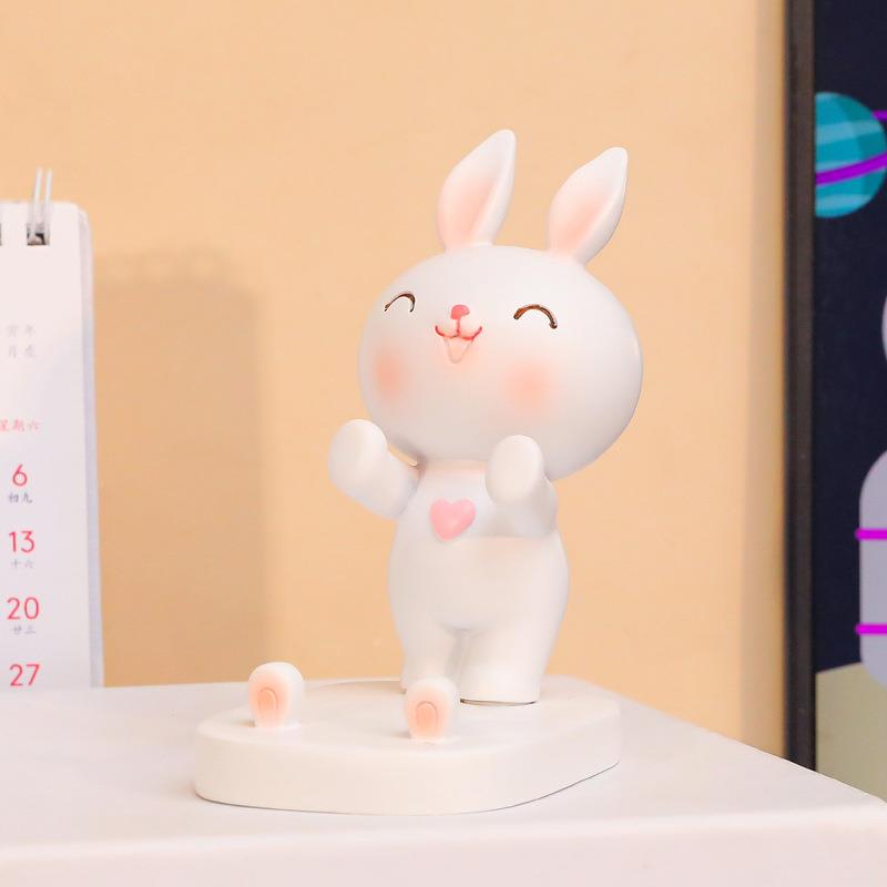 礼创意站姿兔QXMT204子手架机支架办公桌室面摆件懒人手机送女友