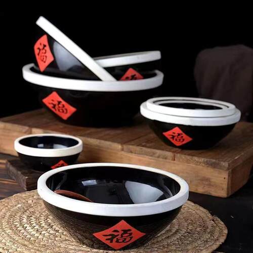 老式土陶碗福碗复古陶瓷吃饭碗