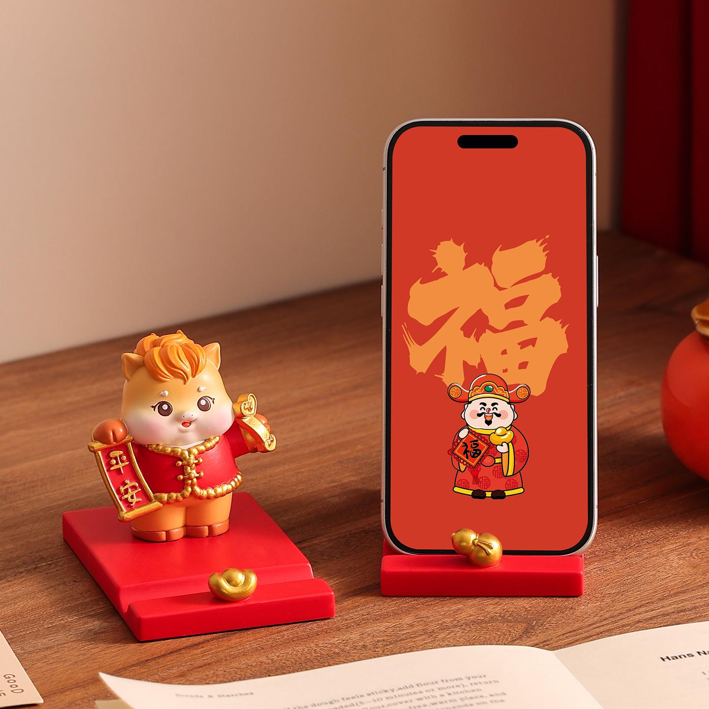 品2026新面款年生肖马手机支架摆办YF087-65公桌装件饰马年吉祥物
