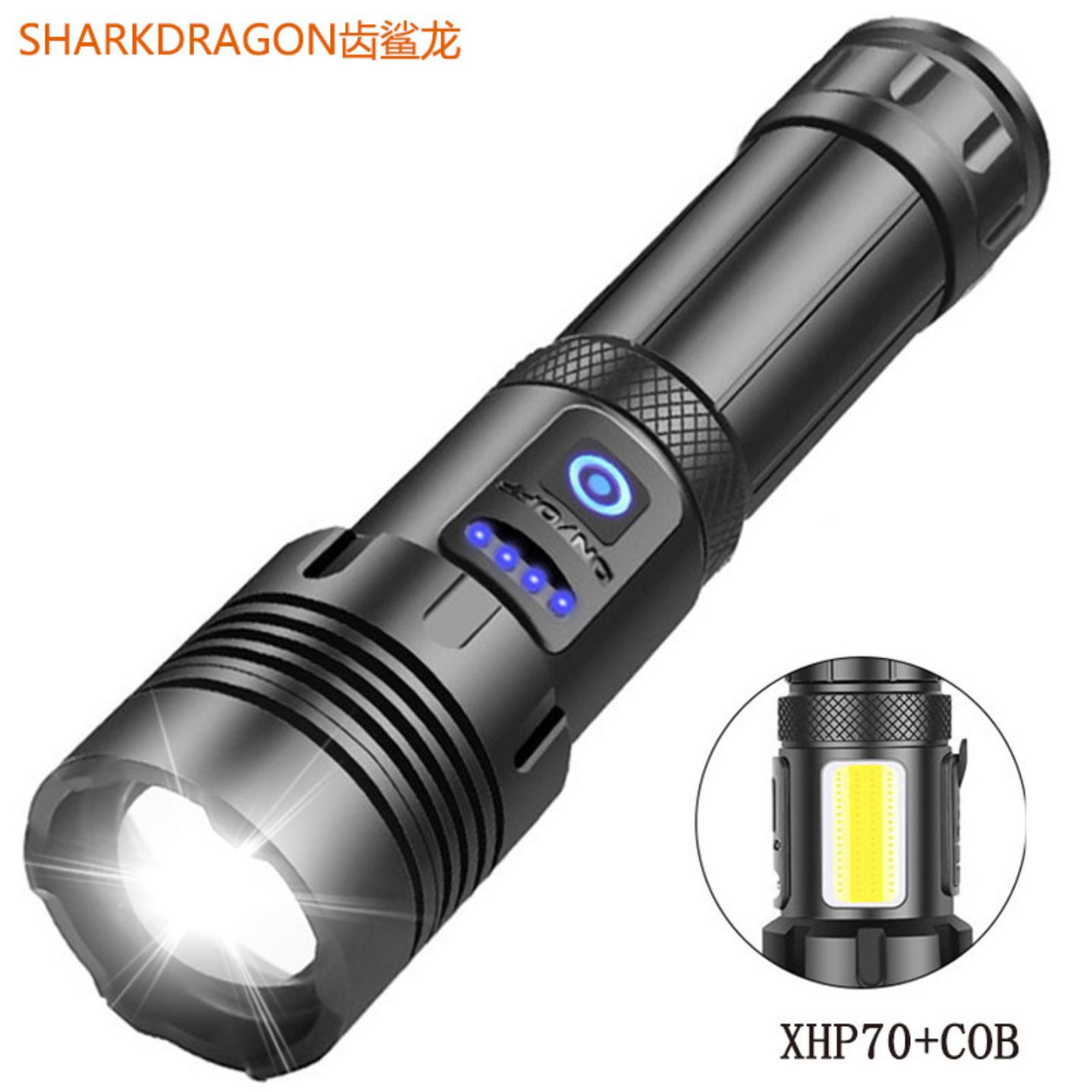 新款XHP90+COB强光手电筒USB充电