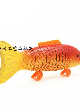 旅游工艺品 仿真木制工艺品红鲤鱼动感 木质金鱼地摊货源26cm