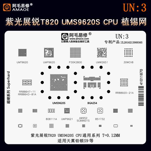 紫光展锐T820 UMS9620S CPU系列通用植锡网 天翼铂顿S9植球钢网