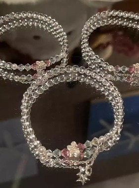 芋头波波-白水晶银蝴蝶星星吊坠手链女款高级感轻奢原创设计手串