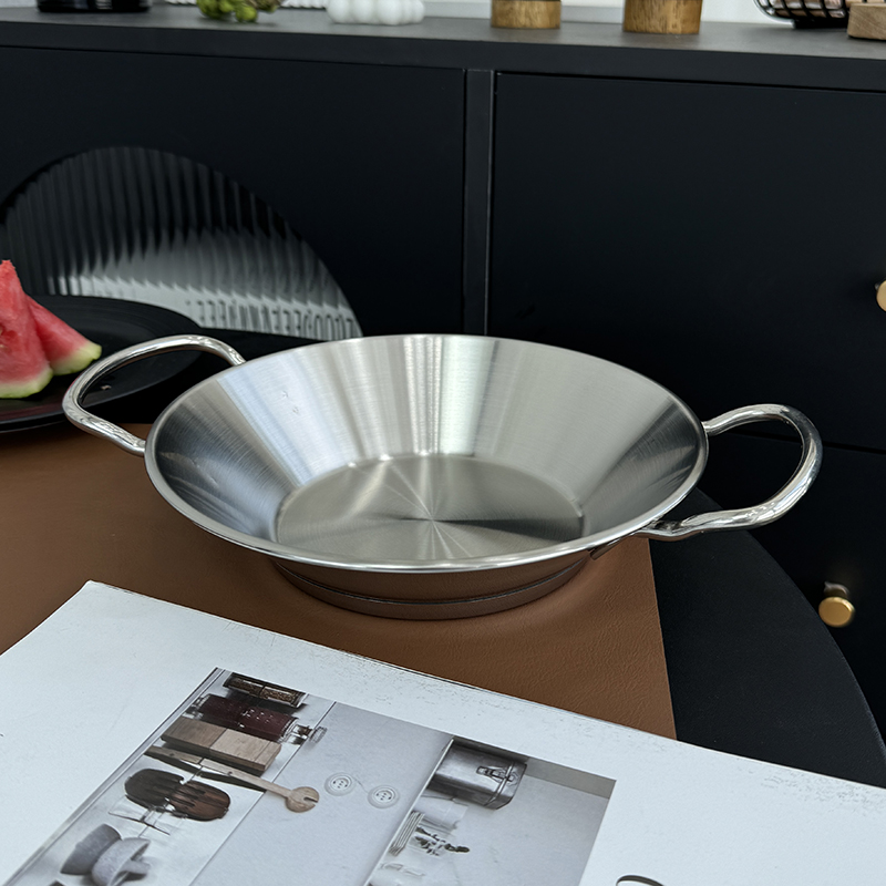 24cm双耳平底锅10不锈钢