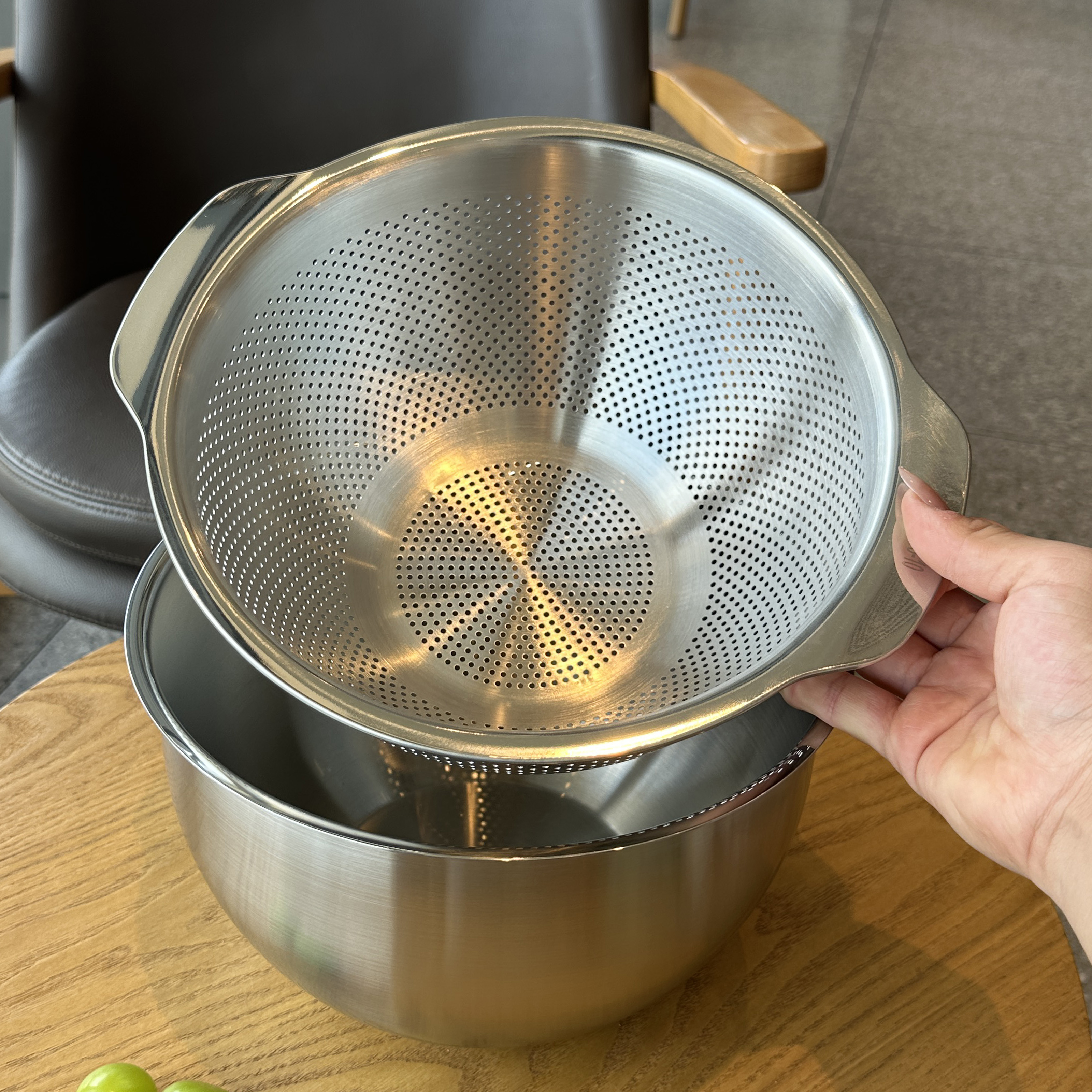 不锈钢沥水篮两件套洗菜盆