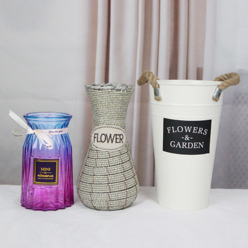 花瓶摆件客厅插花满天星干花手工草藤编织花篮花盆玻璃铁皮醒花桶,鲜花速递/花卉仿真/绿植园艺,花瓶,淘宝优惠券,粉丝福利购,淘宝优惠卷