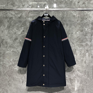 tb羽绒服双袖织带男女同款连帽中长款冬季加厚保暖防风大衣外套潮