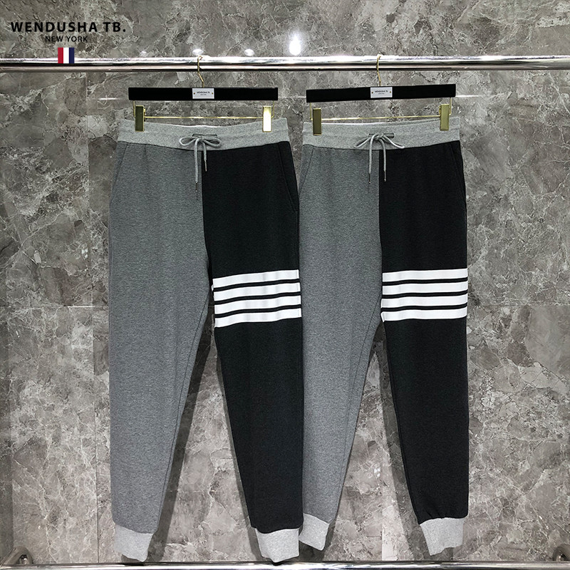 2022秋冬季新款tb卫裤男女情侣同款男士修身束脚拼色运动休闲长裤