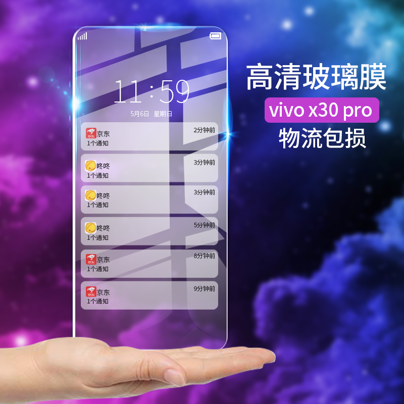 vivo高清防爆抗蓝光半屏保护膜