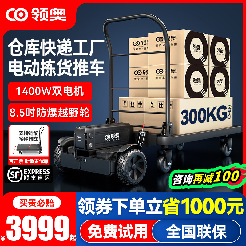 领奥小型电动手推车快递仓库载货搬运代步平衡车神器平板车工具车