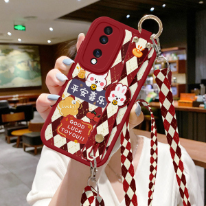 适用荣耀70手机壳80防摔60腕带50SE新款200中国风100斜挎300挂绳X50i背带90华为400畅玩60PLUS保护套Pro女V40