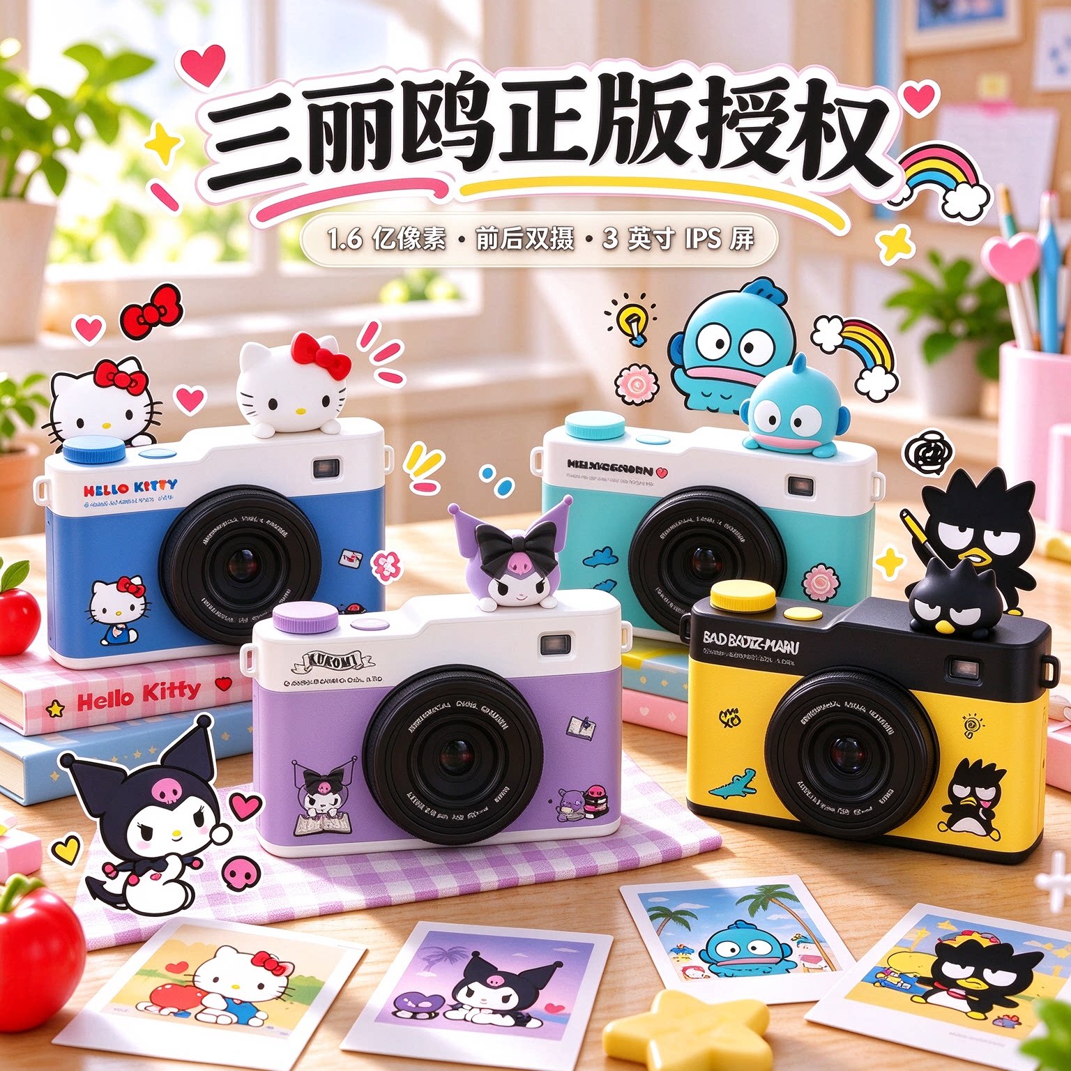 儿童照相机凯蒂猫复古迷你女孩玩具生日礼物数码学生相机随身小型
