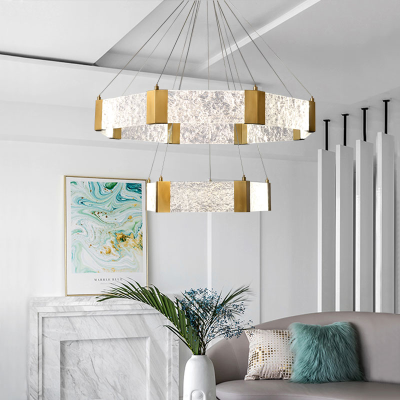 轻奢港式风双层样板房水晶吊灯