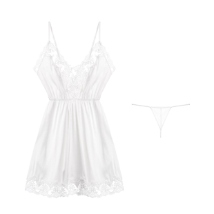胖妹妹性感睡衣女宽松大码新款蕾丝吊带睡裙两件套冰丝夏天