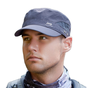 jeep吉普男士夏季透气平顶帽防晒遮阳速干鸭舌棒球帽太阳户外帽子