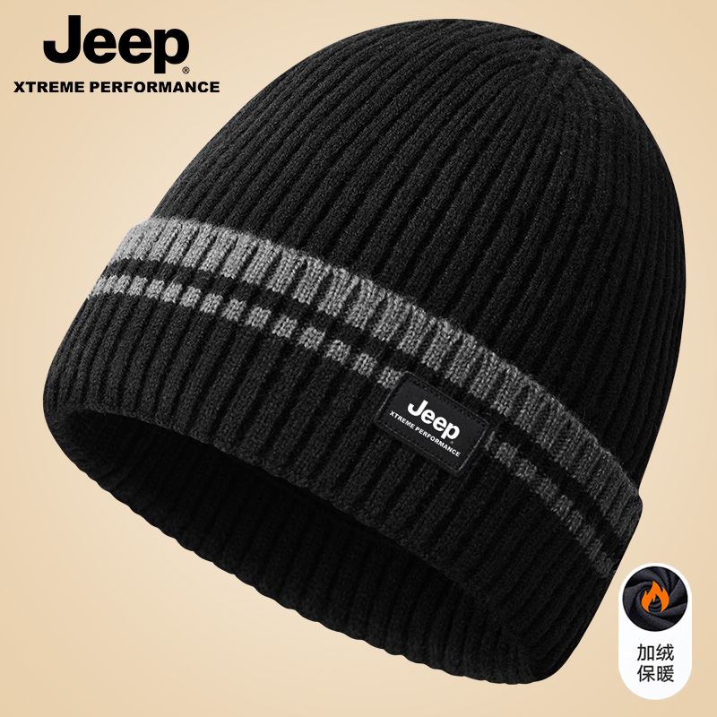 jeep吉普男士冬季毛线帽针织加绒