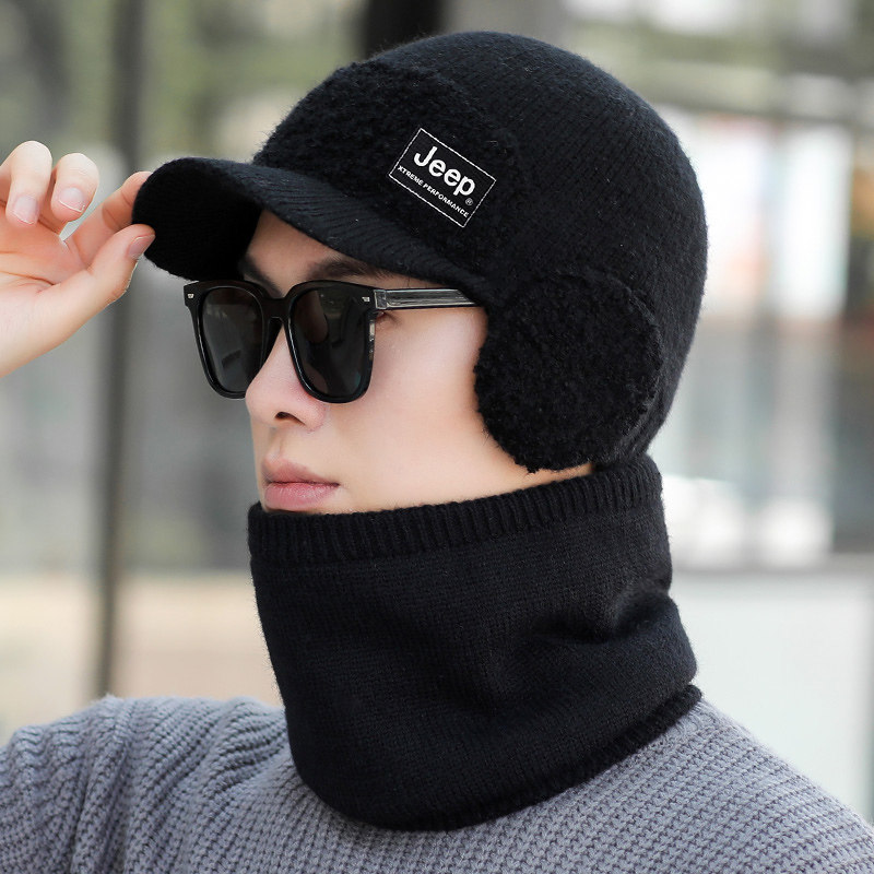 jeep吉普帽子男士加厚防风鸭舌帽护耳冬季百搭防寒套头护脖棉帽男
