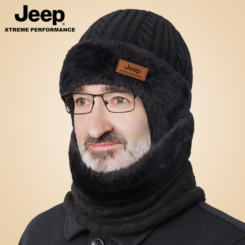 jeep中老年爸爸毛线帽保暖