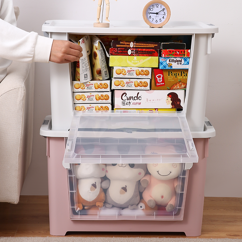 前开式特大翻盖透明收纳箱