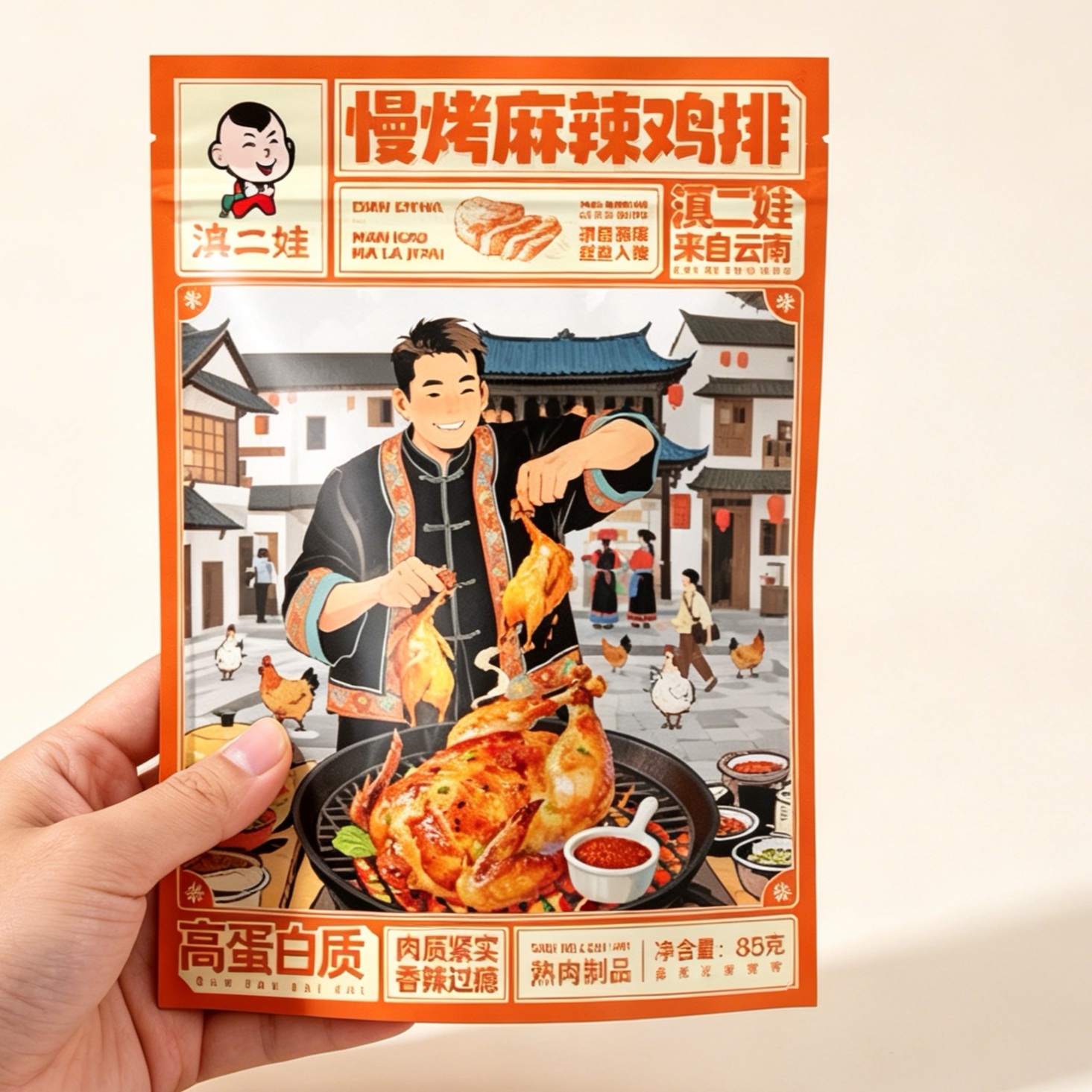 滇二娃慢烤麻辣鸡排鸡胸肉片即食高蛋白减低零食小吃脂肥健身解馋