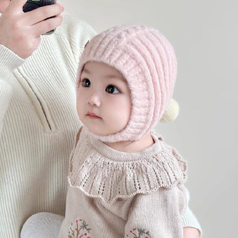 男女宝宝帽子可爱毛球护