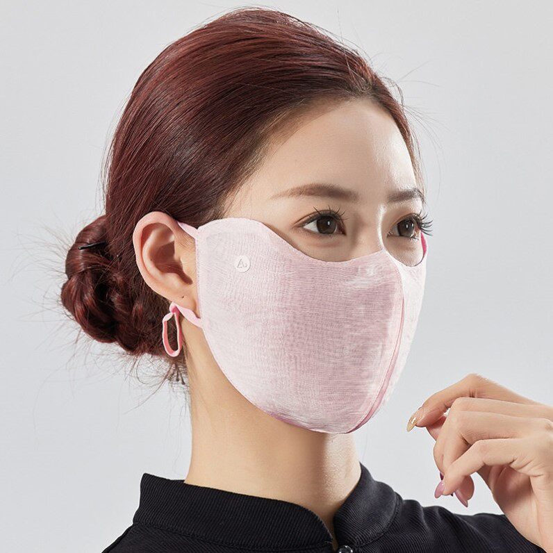 亚麻天丝凉感透气防晒口罩女夏季薄款透气防紫外线立体护眼角面罩