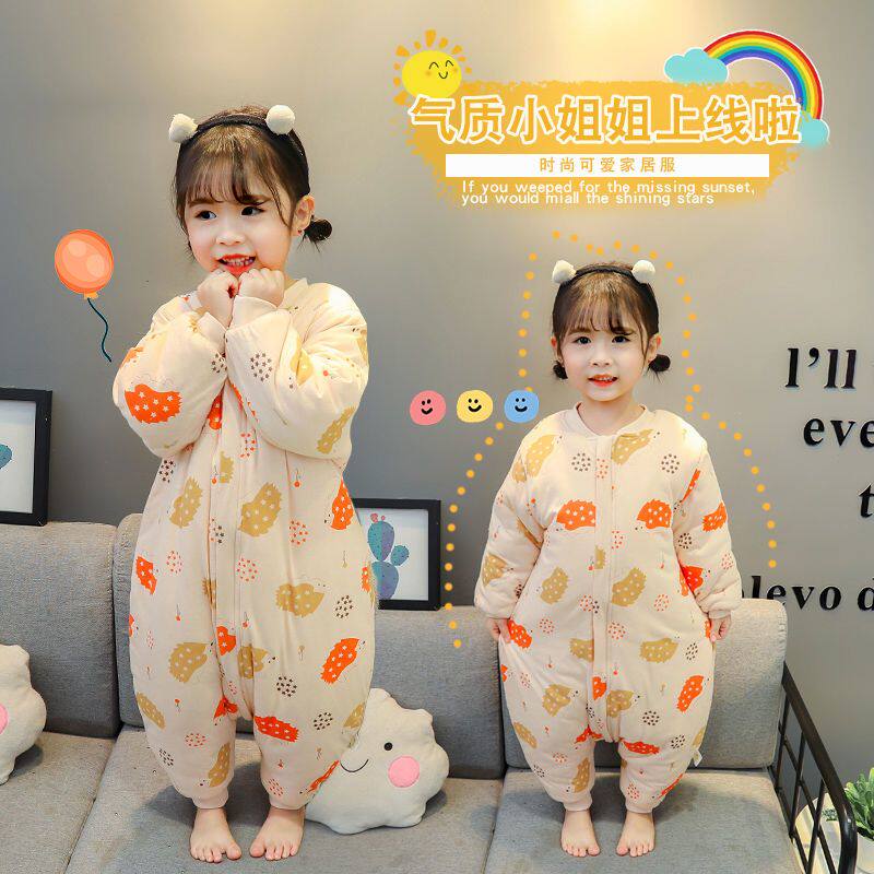 婴幼儿睡袋秋冬连体衣夹