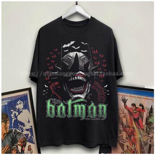 柒街巷男装女装情侣全棉DC漫画蝙蝠侠狂笑之蝠印花短袖T恤t-shirt